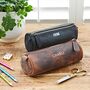 Personalised Buffalo Leather Round Pencil Case, thumbnail 1 of 10