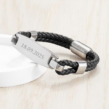 Personalised Men's Leather ID Bracelet, 4 of 10