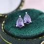 Sterling Silver Pear Cut Amethyst Cz Earrings, thumbnail 3 of 12