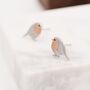 Robin Bird Stud Earrings In Sterling Silver, thumbnail 1 of 12