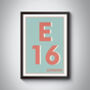 E16 Canning Town London Typography Postcode Print, thumbnail 7 of 10