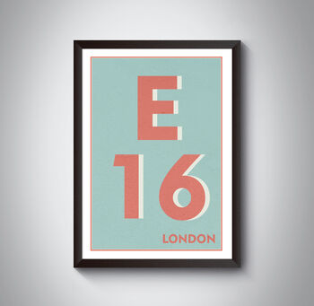 E16 Canning Town London Typography Postcode Print, 7 of 10