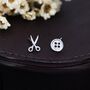 Mismatched Scissors And Button Stud Earrings, thumbnail 9 of 12