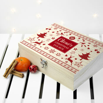 Personalised Festive Scandi Print Christmas Eve Box, 2 of 6