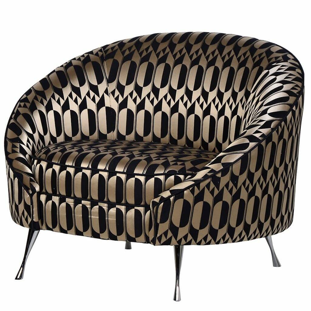 Gold And Black Geo Print Tub Chair By The Forest & Co