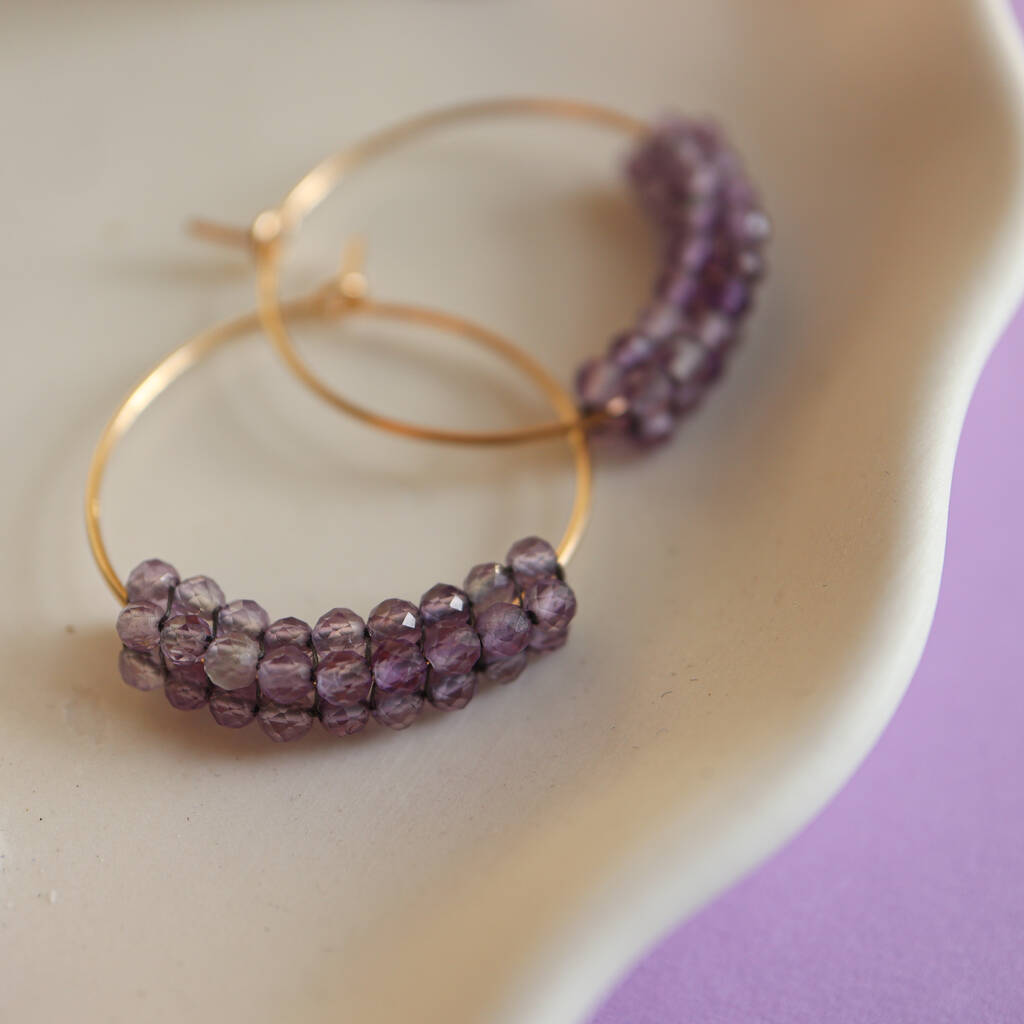 Amethyst Hoop Earrings By Snails & Fairy Dust