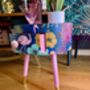 Navy And Pink Tropical Round Side Table, thumbnail 4 of 5