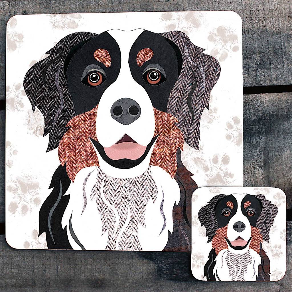 bernese mountain dog placemat/coaster by simon hart
