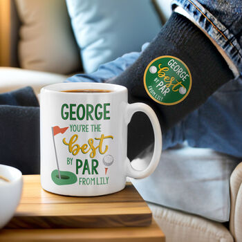 Personalised Best By Par Mug And Socks Set, 4 of 5