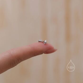 Tiny Starburst Internally Threaded Flat Back Earrings In Sterling Silver, 6 of 11