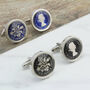 Personalised 70th Birthday Enamelled Sixpence Cufflinks, thumbnail 2 of 9