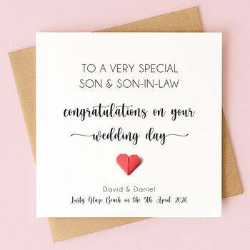 Personalised Wedding Day Card For Son Or Daughter, 4 of 7