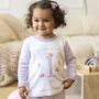 Girls Personalised Lilac Bunny Party Birthday Pyjamas, thumbnail 2 of 10