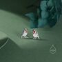 Sterling Silver Enamel Robin Bird Stud Earrings In Sterling Silver, thumbnail 4 of 12