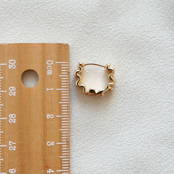 18k Gold Plated Waved Huggie Hoops, 5 of 5