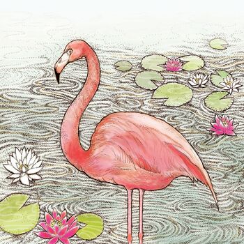 'Flamingo And Lilies' Print, 3 of 3