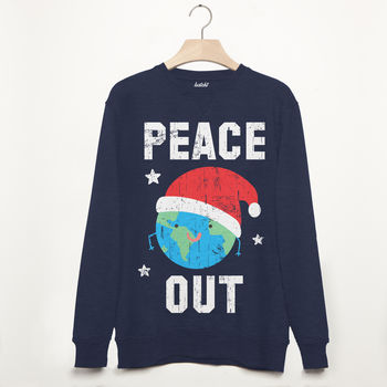 Peace Out Men's Festive Christmas Sweatshirt, 2 of 2