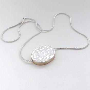 Large Embossed Oval Silver Copper Brass Necklace, 4 of 7