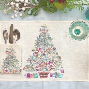 'Oh Christmas Tree' Linen Placemats, 4 of 4