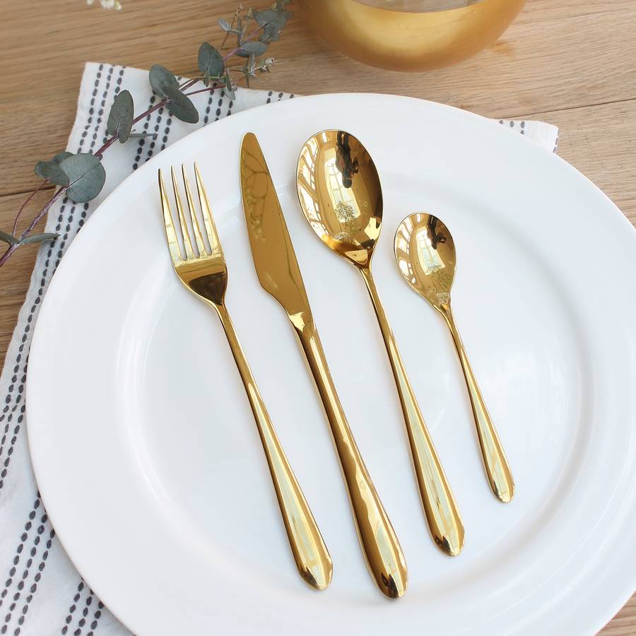 gold cutlery set by marquis & dawe