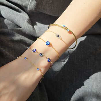 Turkish Evil Eye Gold Plated Charm Friendship Bracelet, 6 of 6