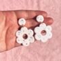 White Flower Stud Earrings, thumbnail 1 of 3