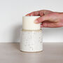 Speckled Clay Candle Pot With Refill Snowdrop White, thumbnail 5 of 5