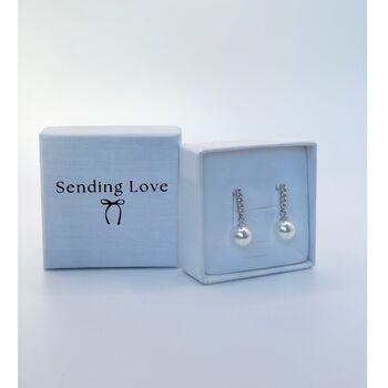 Pearl Earrings With Sparkling Cz Diamond Stones, 6 of 7