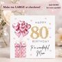 Mum 80th Birthday Card Personalised Pink Foil Balloon Mam Mummy Luxury + Gems Option, thumbnail 2 of 2