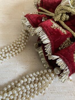 Maroon Velvet Handcrafted Potli Bag, 6 of 10