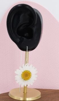 Real Daisy Flower Threader Earrings In Sterling Silver, 8 of 11