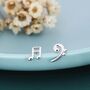 Sterling Silver Double Quaver And Bass Clef Stud Earrings, thumbnail 1 of 9