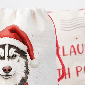 Personalised Husky Santa Sack, 2 of 3