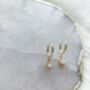 Opal Starburst Huggie Gold Plated Hoop Earrings, thumbnail 4 of 5