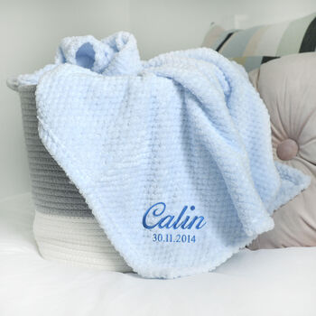 Personalised Dressing Gown And Blanket Baby Boy Hamper, 4 of 12