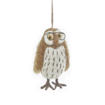 Handmade Felt Wilson The Wise Owl Decoration, 2 of 2