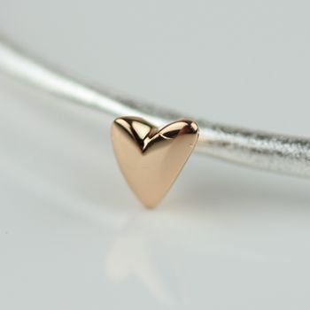 Devotion Silver Bangle With Rose Gold Plated Heart, 2 of 7