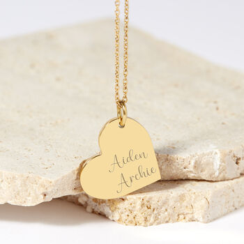 Personalised Couples Names Gold Plated Heart Necklace, 3 of 11