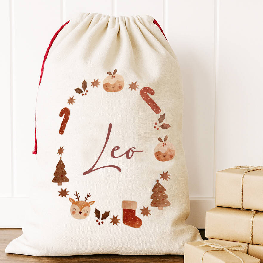 Personalised Christmas Sack Wreath, 1 of 4