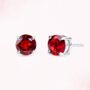 Garnet Round Stud Earrings In Sterling Silver And Gold, thumbnail 1 of 8