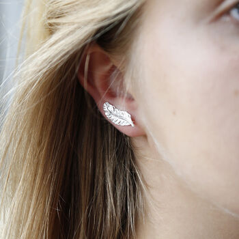 Sterling Silver Feather Ear Climbers, 4 of 6
