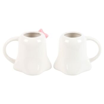 Mr And Mrs Boo Ghost Shaped Mug Set, 4 of 4