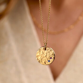 Personalised Textured Confetti Birthstone Disc Necklace, 6 of 13