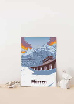 Mürren Ski Resort Switzerland Travel Poster Art Print, 2 of 7