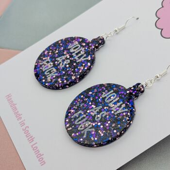 Jolly As Fuck Glitter Bauble Christmas Resin Earrings, 4 of 4