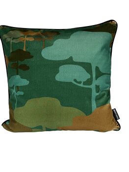 Retro Tree Velvet Cushion Kingfisher, 6 of 7