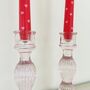 Pair Of Pink Glass Candlesticks ~ Two, thumbnail 4 of 5