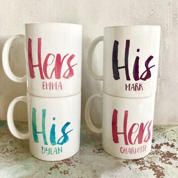Personalised Contemporary His And Hers Mugs, 2 of 3
