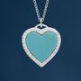 Genuine Turquoise Heart Necklace In Sterling Silver, thumbnail 1 of 11