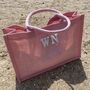 Personalised Pink Jute Patch Tote Bag, thumbnail 5 of 6